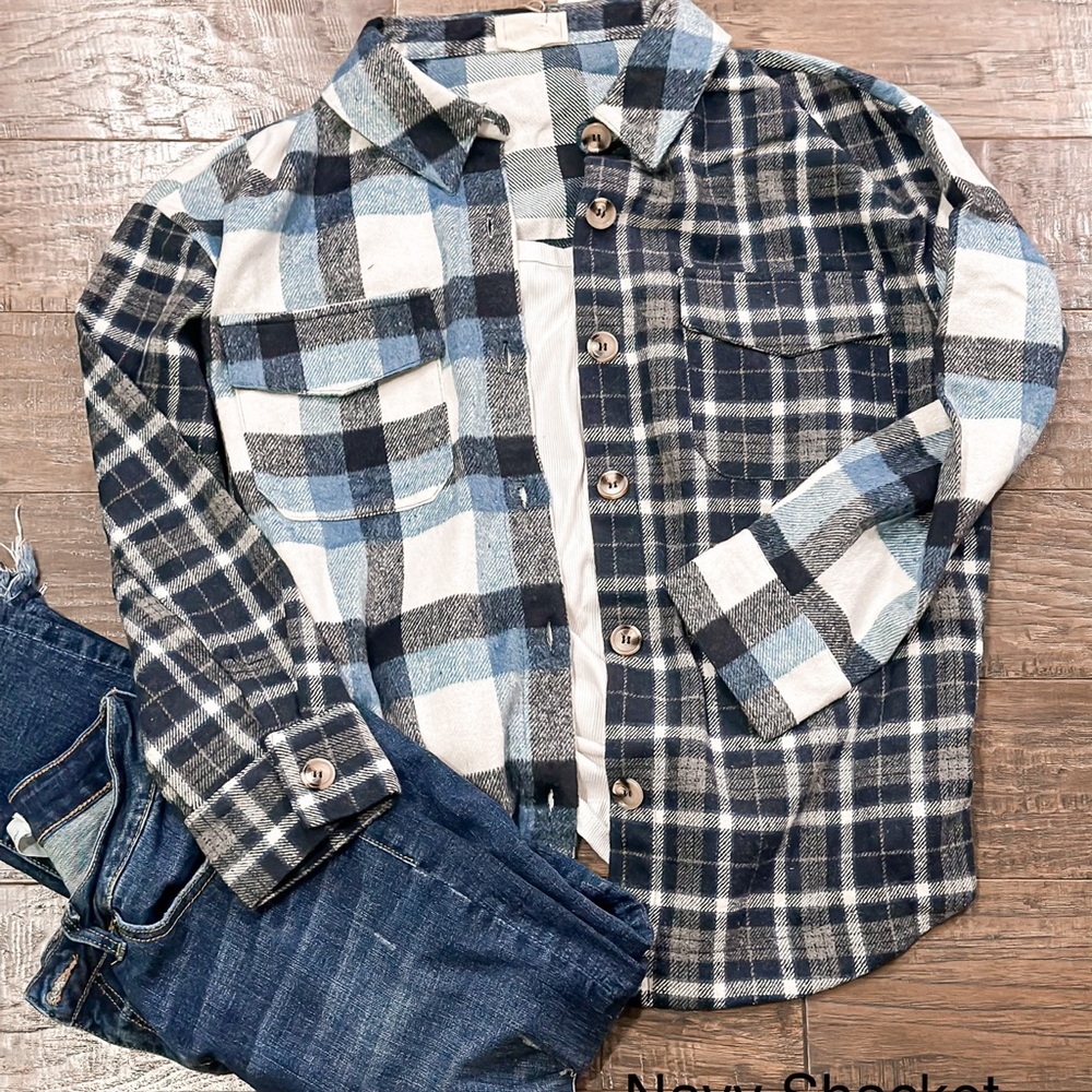 Navy boutique flannel shacket